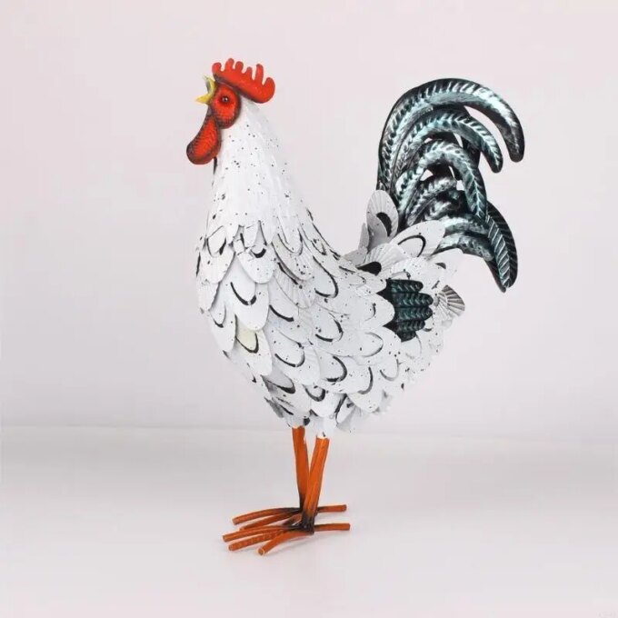 C5AC Metal Rooster Statues Garden Metal Rooster Decors Outdoor Chicken Decorations Lawn - Image 5