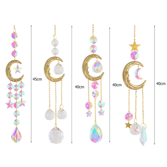Crystal Wind Chime Star Moon Sun Light Catcher Prism Rainbow Maker Suncatcher Windbell Hanging Pendant Ornament Home Decoration - Image 6