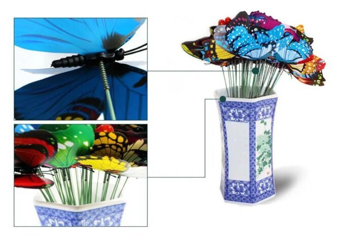 10PCS/Lot Artificial Butterfly Garden Decorations Simulation Butterfly Stakes Yard Plant Lawn Decor Fake Butterefly Random Color - Image 5