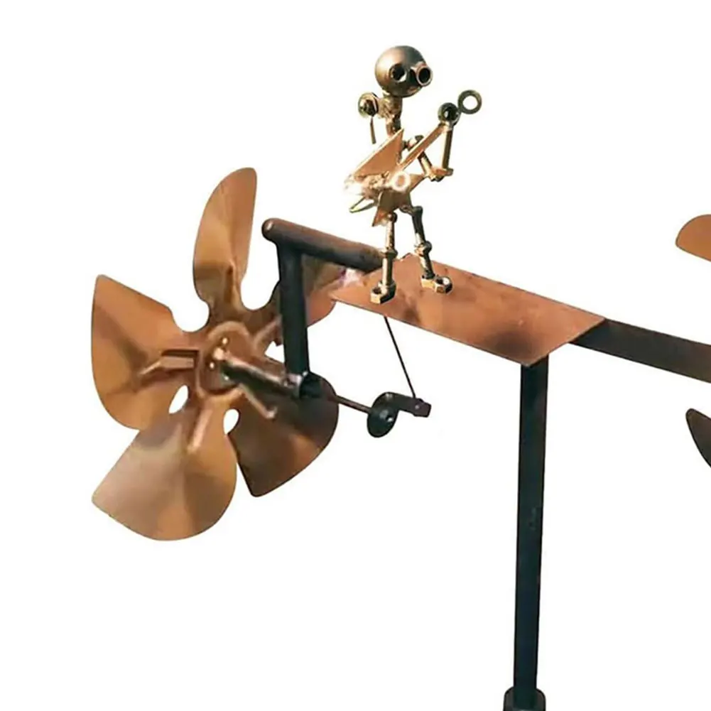 Outdoor Wind Sculpture Handmade Guitar Windmill Metal Guitar Windmill Statue for Yard Lawn Garden Patio Decor