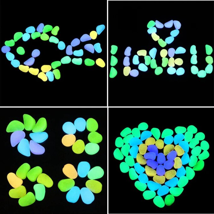 50Pcs Glow in the Dark Garden Decor Luminous Stones Outdoor Fish Tank Decoration Pebble Rocks Aquarium Decorative Pebbles - Image 2