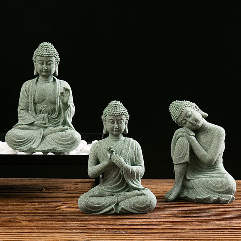 Garden Stone Buddha Statue Ornament Home Decor Outdoor Fairy Garden Decoration for Micro Landscape Yard Figures Desk Accessories