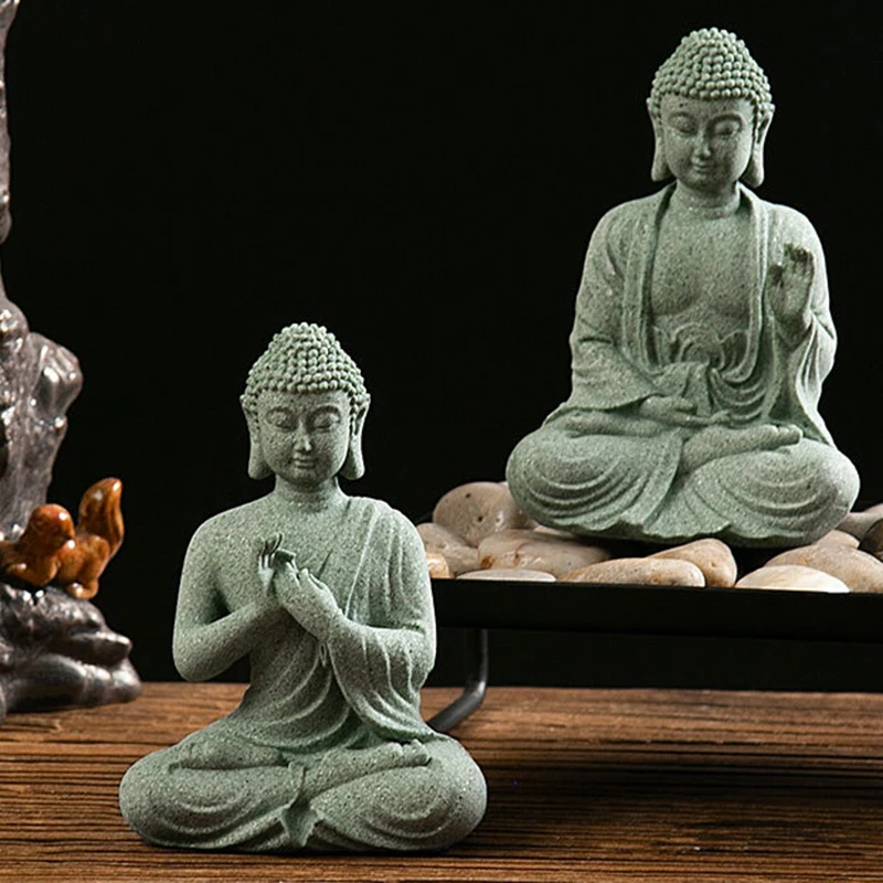 Garden Stone Buddha Statue Ornament Home Decor Outdoor Fairy Garden Decoration for Micro Landscape Yard Figures Desk Accessories