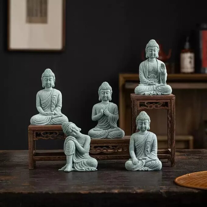 Garden Stone Buddha Statue Ornament Home Decor Outdoor Fairy Garden Decoration for Micro Landscape Yard Figures Desk Accessories - Image 3