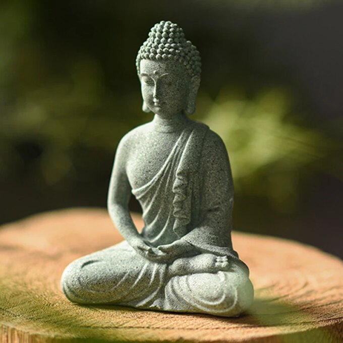 Garden Stone Buddha Statue Ornament Home Decor Outdoor Fairy Garden Decoration for Micro Landscape Yard Figures Desk Accessories