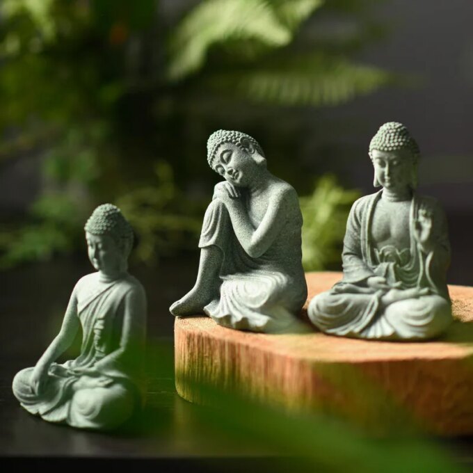 Garden Stone Buddha Statue Ornament Home Decor Outdoor Fairy Garden Decoration for Micro Landscape Yard Figures Desk Accessories - Image 4
