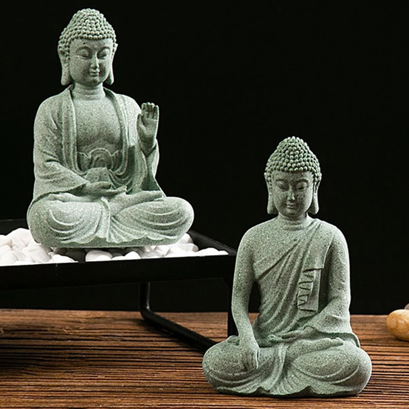 Garden Stone Buddha Statue Ornament Home Decor Outdoor Fairy Garden Decoration for Micro Landscape Yard Figures Desk Accessories