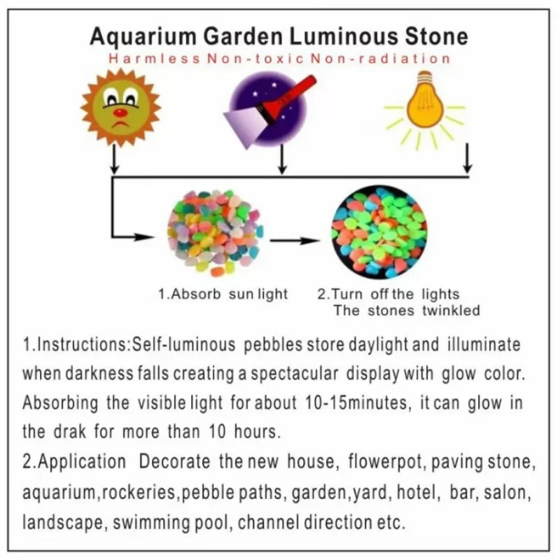 Glow in the Dark Garden Pebbles For Sidewalk Garden Terrace Lawn Garden Patio Fish Tank Aquarium Decoration Glow Stone