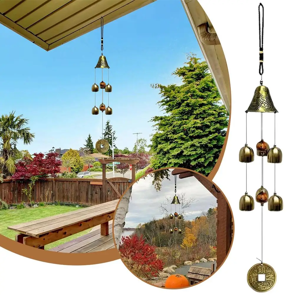 Auspicious Copper Alloy Dragon Wind Chimes Elegant Metal Wind Chime for Home Balcony Door Decoration Perfect Hanging Gift