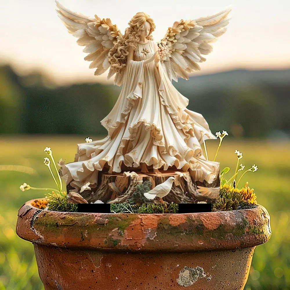 Miniature Fairy Flower Pot Decoration Acrylic Decorative Ground Plug Outdoor Garden Lawn Waterproof Statue Signs