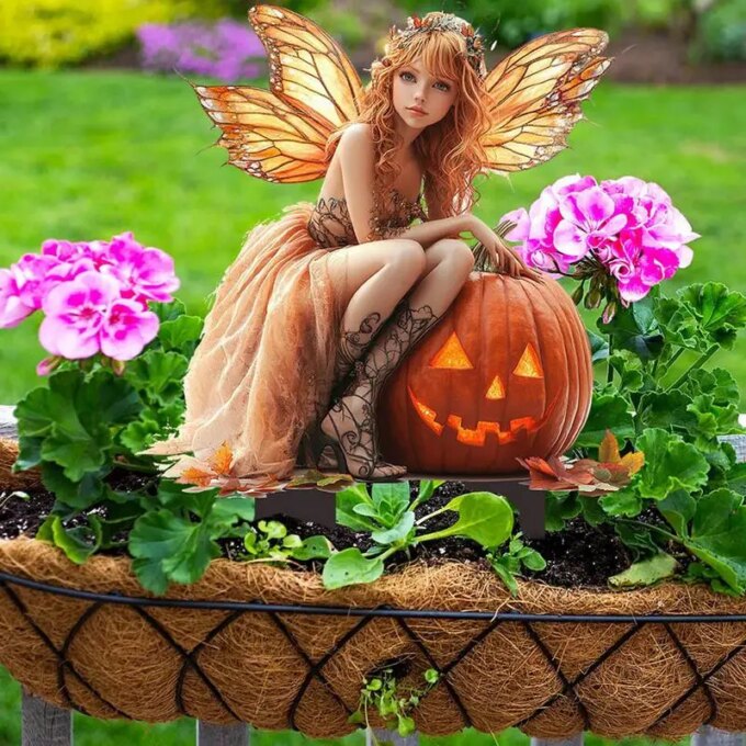 Miniature Fairy Flower Pot Decoration Acrylic Decorative Ground Plug Outdoor Garden Lawn Waterproof Statue Signs - Image 4