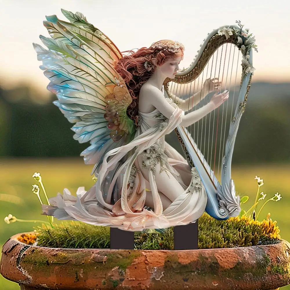 Miniature Fairy Flower Pot Decoration Acrylic Decorative Ground Plug Outdoor Garden Lawn Waterproof Statue Signs