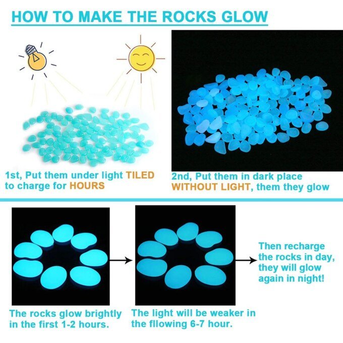 500Pcs Glow In The Dark Garden Pebbles Stones Rocks For Yard And Walkways Decor Fairy Garden DIY Decorative Luminous Stones - Image 4