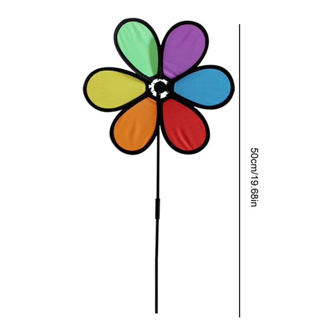 6pcs Flower Lawn Pinwheel Colorful Rainbow Garden Windmill for Garden Party Outdoor Yard Decor - Image 6