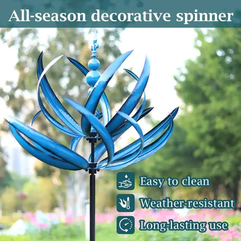 Harlow Wind Spinner Metal Windmill 3D Wind Powered Kinetic Sculpture Lawn Metal Wind Solar Spinners Yard Garden Decoration