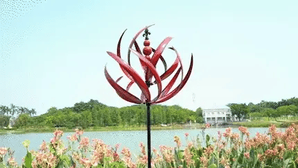 Harlow Wind Spinner Metal Windmill 3D Wind Powered Kinetic Sculpture Lawn Metal Wind Solar Spinners Yard Garden Decoration