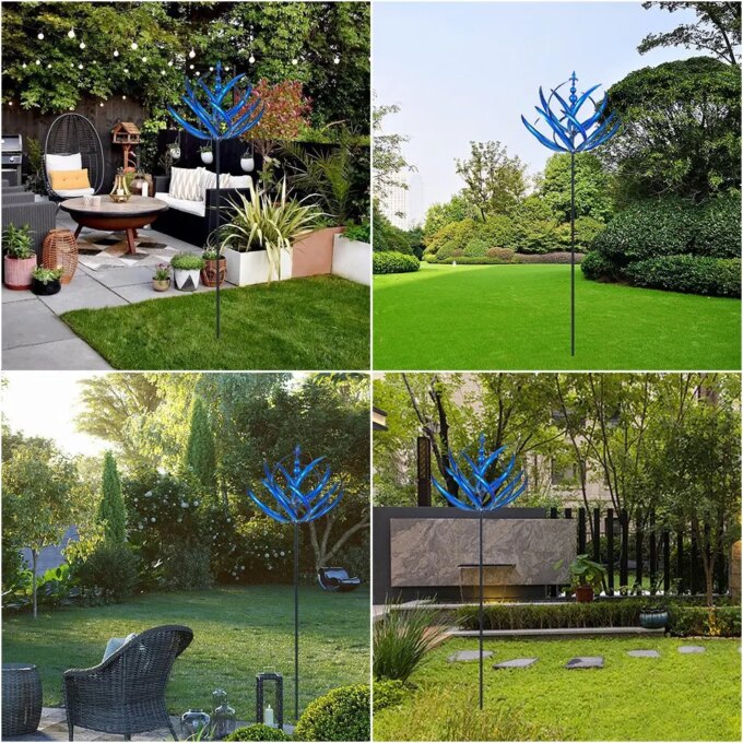 Harlow Wind Spinner Metal Windmill 3D Wind Powered Kinetic Sculpture Lawn Metal Wind Solar Spinners Yard Garden Decoration - Image 6