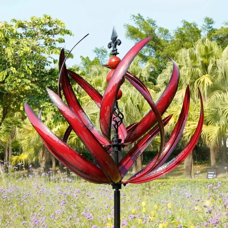 Harlow Wind Spinner Metal Windmill 3D Wind Powered Kinetic Sculpture Lawn Metal Wind Solar Spinners Yard Garden Decoration