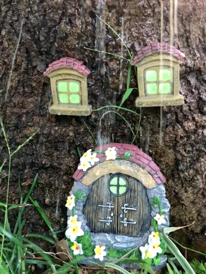 Fairy Door Window Tree Pendant Ornaments At Night Luminous Resin Handicraft Outdoor Courtyard Garden Decoration 3pcs/Set