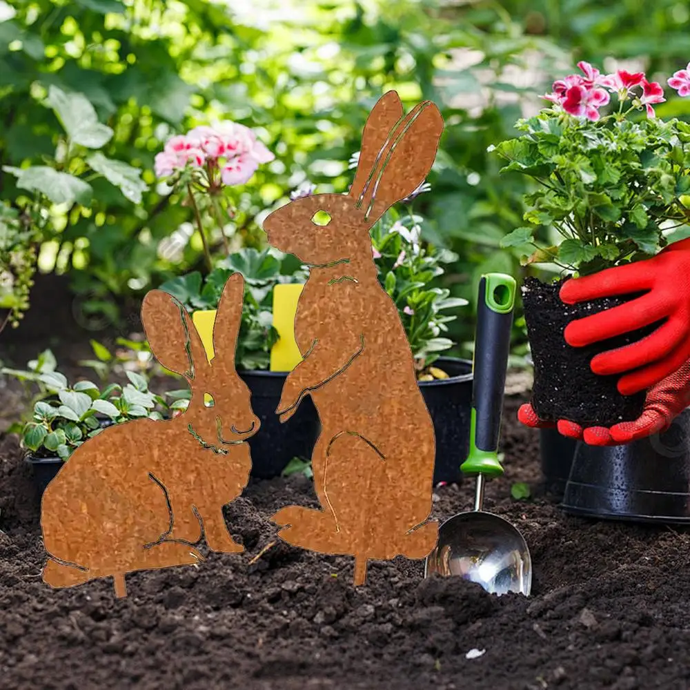 Bunny Yard Stakes Easter Bunny Garden Stakes Spring Decor Yard Signs 2X Iron Indoor Outdoor Decor Easter Decorations for Outside Bunny Yard Stakes Easter Bunny Garden Stakes Spring Decor Yard Signs 2X Iron Indoor Outdoor Decor Easter Decorations for Outside