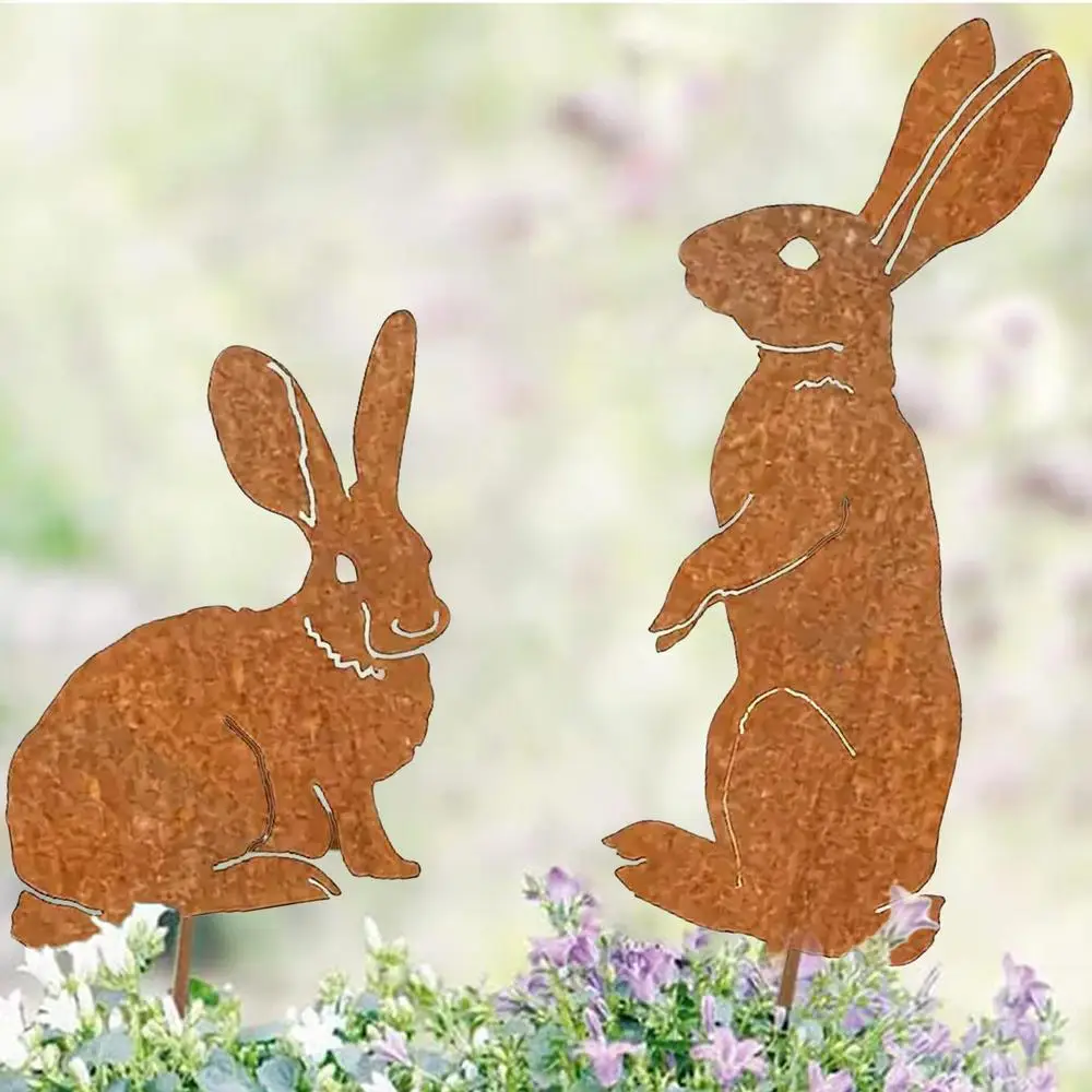 Bunny Yard Stakes Easter Bunny Garden Stakes Spring Decor Yard Signs 2X Iron Indoor Outdoor Decor Easter Decorations for Outside Bunny Yard Stakes Easter Bunny Garden Stakes Spring Decor Yard Signs 2X Iron Indoor Outdoor Decor Easter Decorations for Outside