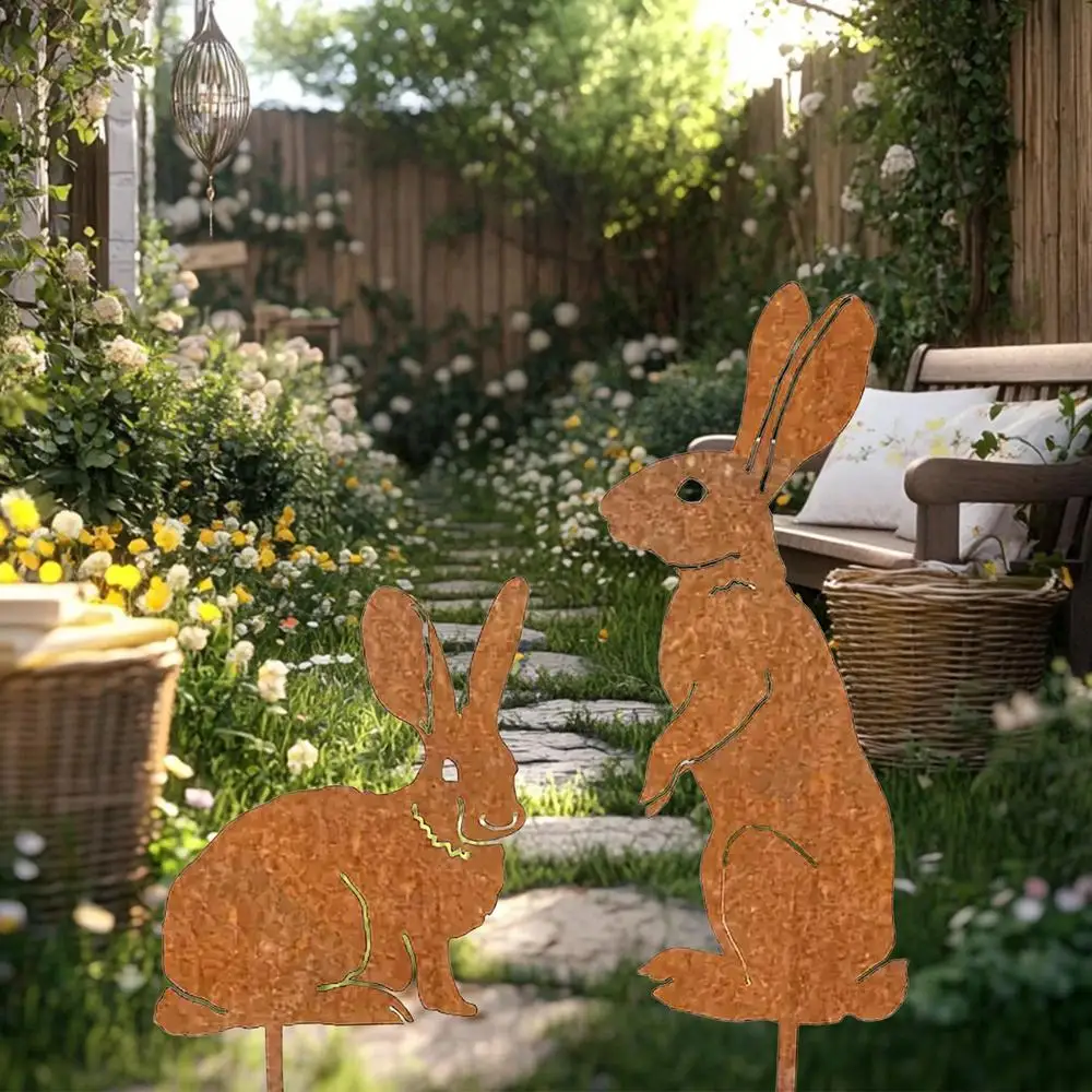 Bunny Yard Stakes Easter Bunny Garden Stakes Spring Decor Yard Signs 2X Iron Indoor Outdoor Decor Easter Decorations for Outside Bunny Yard Stakes Easter Bunny Garden Stakes Spring Decor Yard Signs 2X Iron Indoor Outdoor Decor Easter Decorations for Outside
