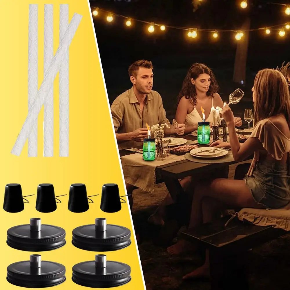 Tabletop Torch Citronella Oil Lamp Fiberglass Wicks Decorative Outdoor Lamp Longlife Stainless Steel Lid Garden Decor For Adults