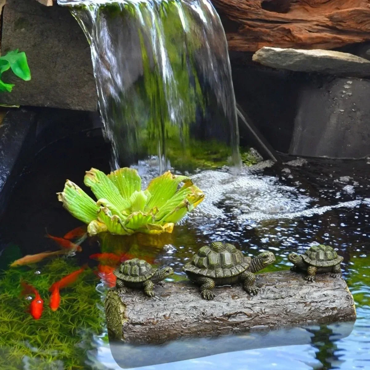 Outdoor Garden Courtyard Pond Decoration Simulation Animal Three Turtles Climbing wood Floating Resin Floating Water Statue Orna
