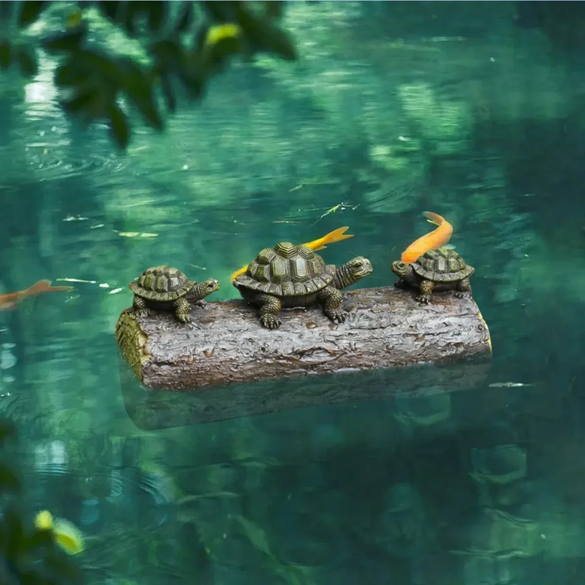 Outdoor Garden Courtyard Pond Decoration Simulation Animal Three Turtles Climbing wood Floating Resin Floating Water Statue Orna