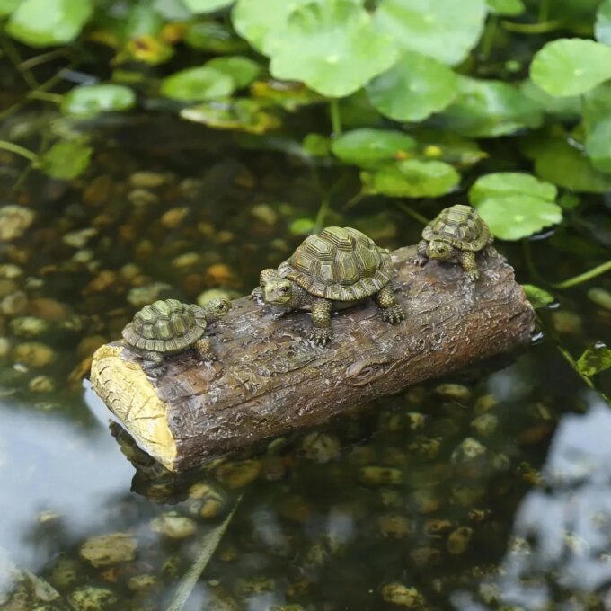 Outdoor Garden Courtyard Pond Decoration Simulation Animal Three Turtles Climbing wood Floating Resin Floating Water Statue Orna - Image 2