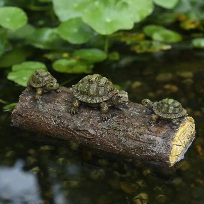 Outdoor Garden Courtyard Pond Decoration Simulation Animal Three Turtles Climbing wood Floating Resin Floating Water Statue Orna - Image 5