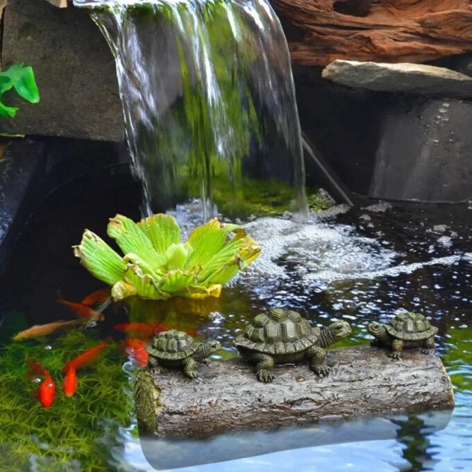 Outdoor Garden Courtyard Pond Decoration Simulation Animal Three Turtles Climbing wood Floating Resin Floating Water Statue Orna - Image 6