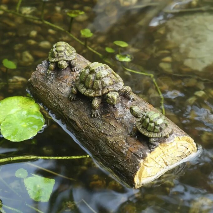 Outdoor Garden Courtyard Pond Decoration Simulation Animal Three Turtles Climbing wood Floating Resin Floating Water Statue Orna