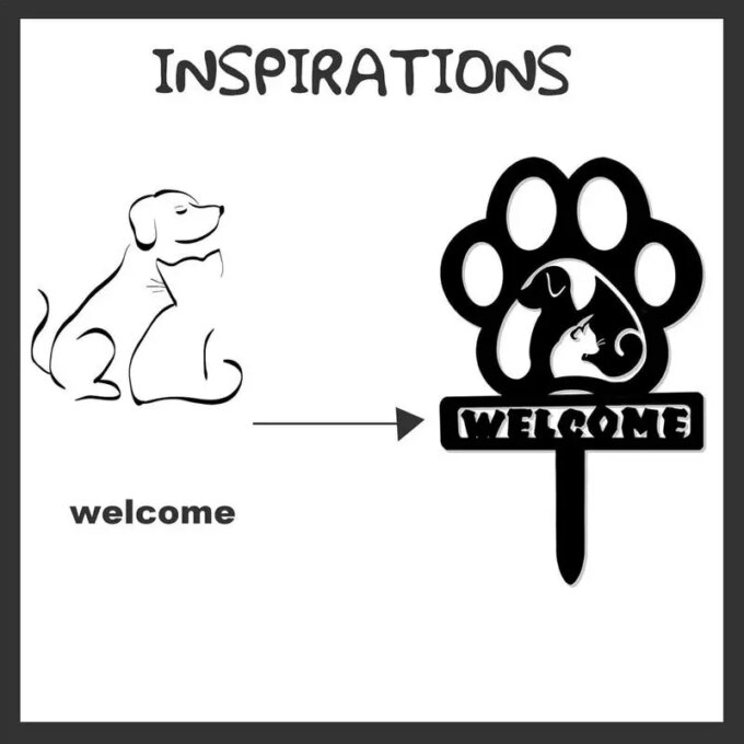 Metal Stake Garden Decor Outdoor Decorations Metal Yard Art Dog Footprint Lawn Ornaments Sturdy Cute Garden Statues Animal - Image 4