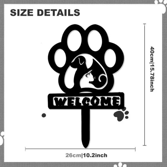 Metal Stake Garden Decor Outdoor Decorations Metal Yard Art Dog Footprint Lawn Ornaments Sturdy Cute Garden Statues Animal - Image 5