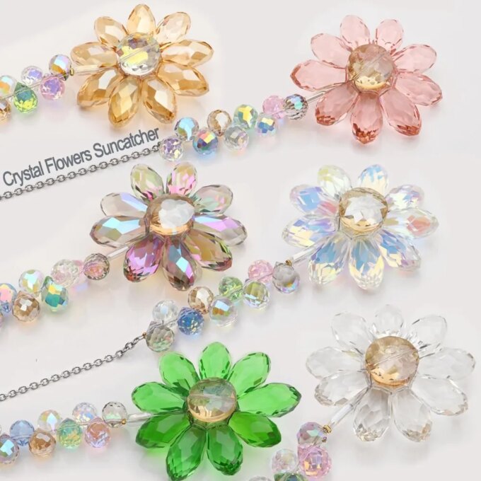 6 Color Glass Crystal Pendant Rainbow Maker Indoor Window Sunflower Sun Catcher Ornament Christmas Gift Yard Garden Decorations - Image 2