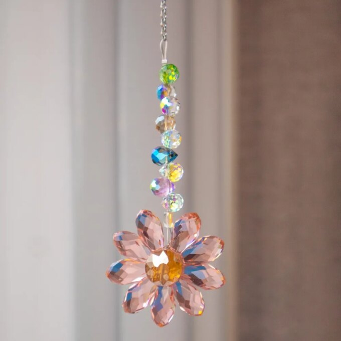 6 Color Glass Crystal Pendant Rainbow Maker Indoor Window Sunflower Sun Catcher Ornament Christmas Gift Yard Garden Decorations - Image 3