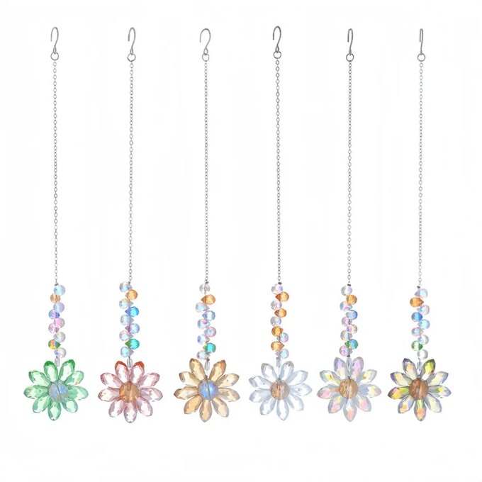 6 Color Glass Crystal Pendant Rainbow Maker Indoor Window Sunflower Sun Catcher Ornament Christmas Gift Yard Garden Decorations - Image 5