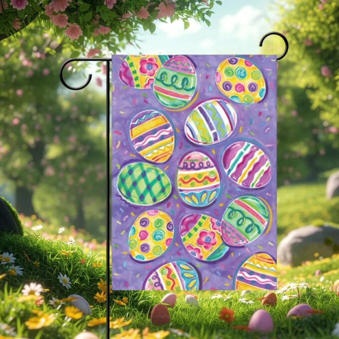 Easter Garden Flag Linen Vertical Garden Flag Dual-Sided Welcome Banner Cute Garden Flag for Outdoor Decor - Image 3