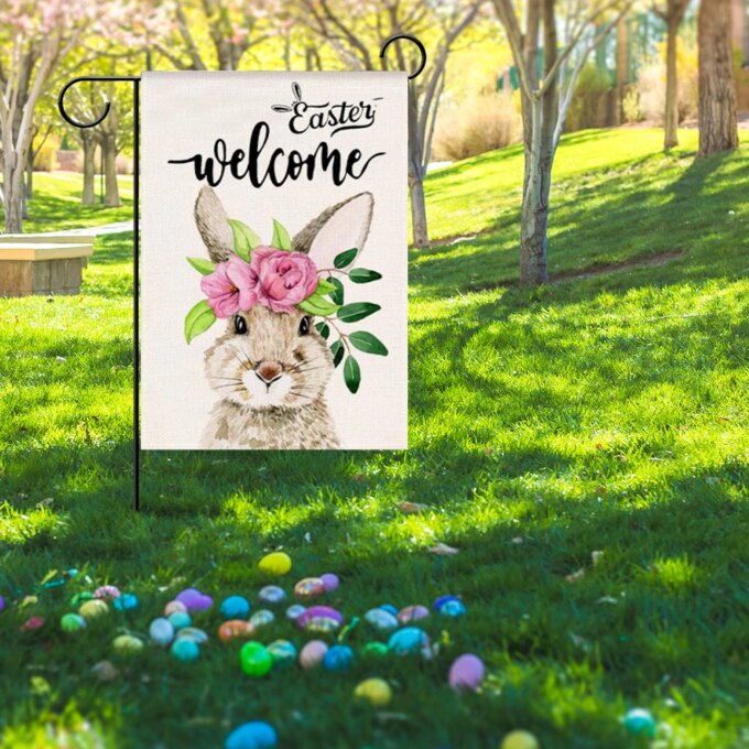 Easter Garden Flag Linen Vertical Garden Flag Dual-Sided Welcome Banner Cute Garden Flag for Outdoor Decor - Image 5