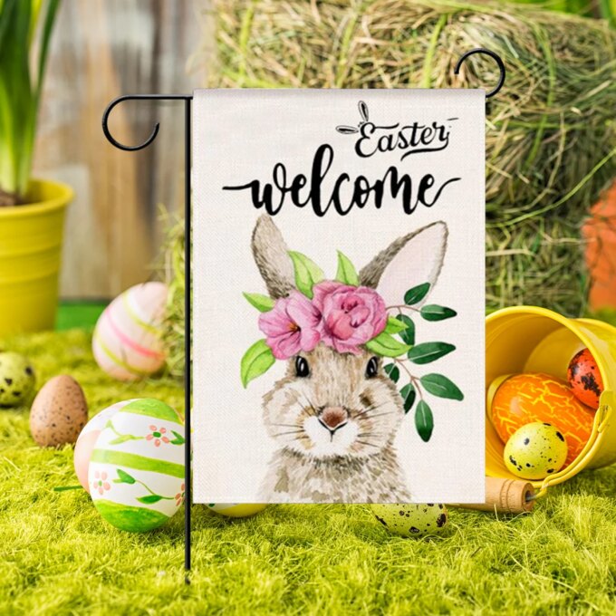 Easter Garden Flag Linen Vertical Garden Flag Dual-Sided Welcome Banner Cute Garden Flag for Outdoor Decor - Image 4