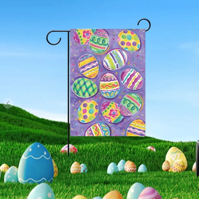 Easter Garden Flag Linen Vertical Garden Flag Dual-Sided Welcome Banner Cute Garden Flag for Outdoor Decor - Image 2