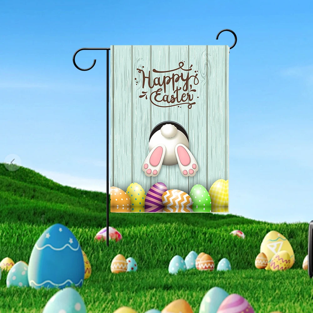 Easter Garden Flag Linen Vertical Garden Flag Dual-Sided Welcome Banner Cute Garden Flag for Outdoor Decor