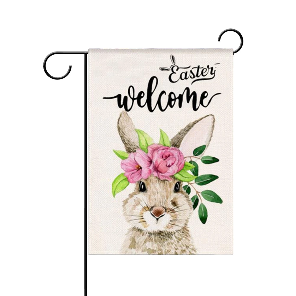 Easter Garden Flag Linen Vertical Garden Flag Dual-Sided Welcome Banner Cute Garden Flag for Outdoor Decor