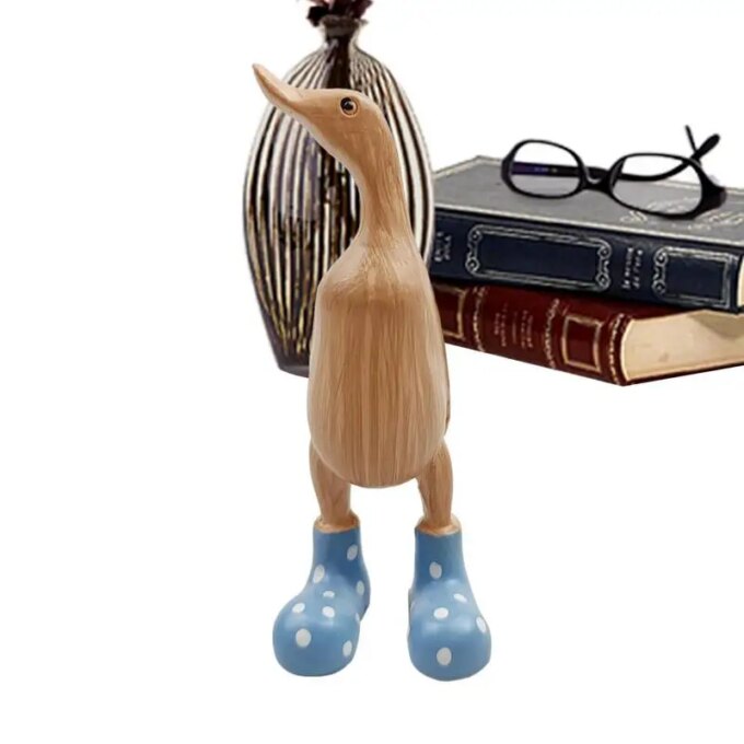 Duck Sculpture With Rain Boots | Spotted Wellies Boots Resin Duck Figurine | Duck Statue With Boots Garden Decor For Party Yard - Image 6