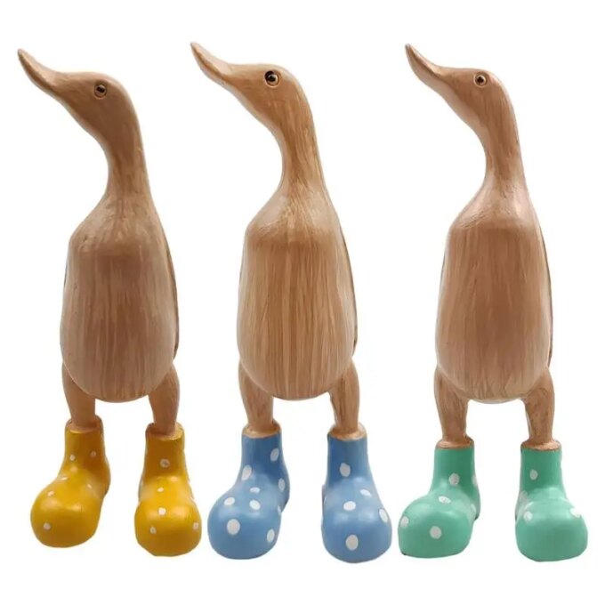 Duck Sculpture With Rain Boots | Spotted Wellies Boots Resin Duck Figurine | Duck Statue With Boots Garden Decor For Party Yard - Image 3