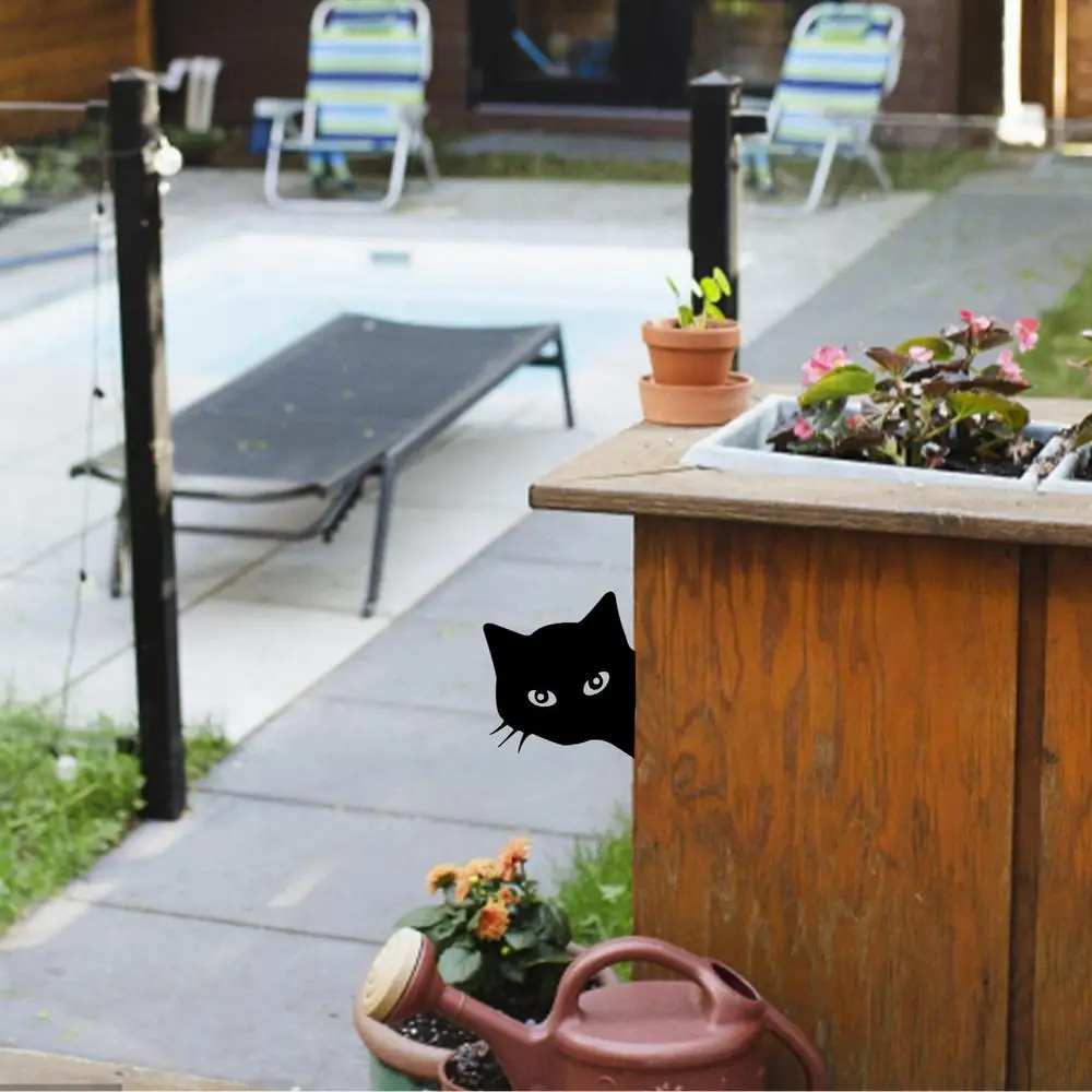 Cat Yard Stakes Outdoor Metal Decorative Cat Statues Landscape Decor Ornaments Kitten Outdoor Hollow Figurine For Lawn Pool