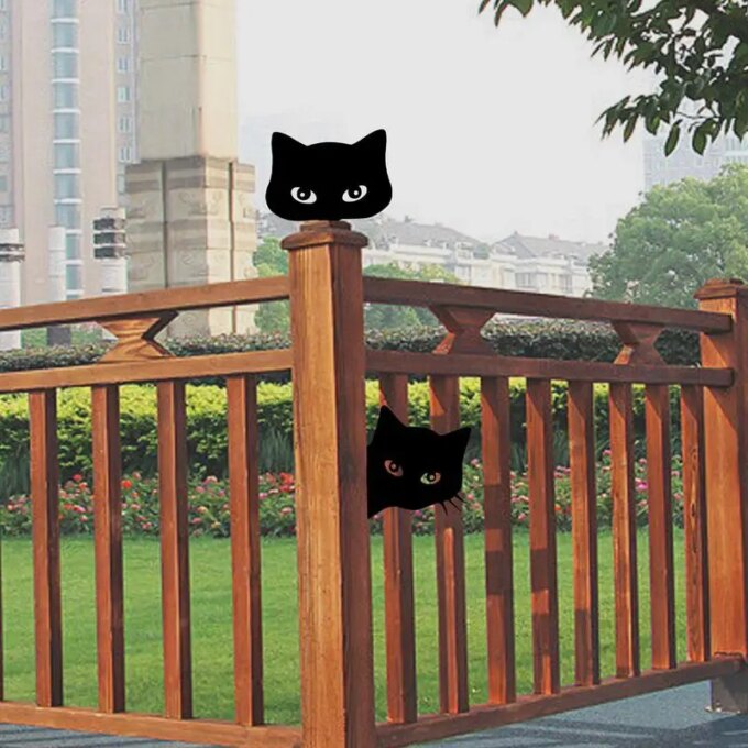 Cat Yard Stakes Outdoor Metal Decorative Cat Statues Landscape Decor Ornaments Kitten Outdoor Hollow Figurine For Lawn Pool - Image 3