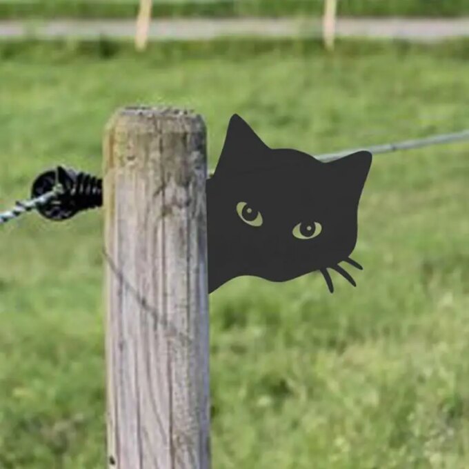 Cat Yard Stakes Outdoor Metal Decorative Cat Statues Landscape Decor Ornaments Kitten Outdoor Hollow Figurine For Lawn Pool - Image 6