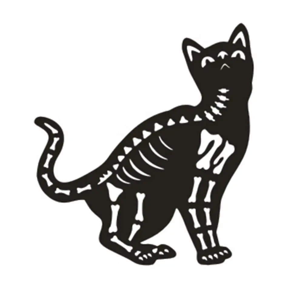 Halloween Black Cat Outdoor Sign 4 Pack Metal Cat Silhouette Lawn Decor Skeleton Cat Silhouette Lawn Decor Outdoor Cat Statue